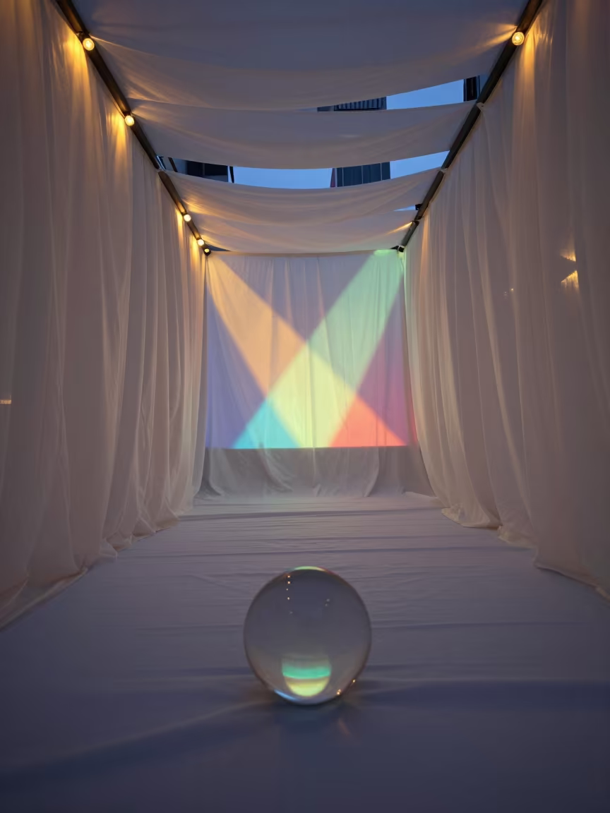 Marble Light on Fabric in Shinsekai Passageway in inside a skylit passageway near Shinsekai, Osaka