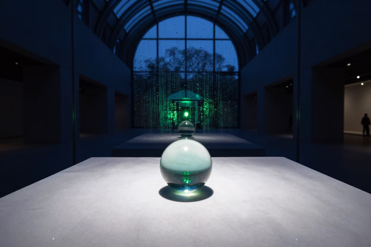 Marble Projected Colors on Fabric in Atrium in inside a vaulted atrium in Hangzhou