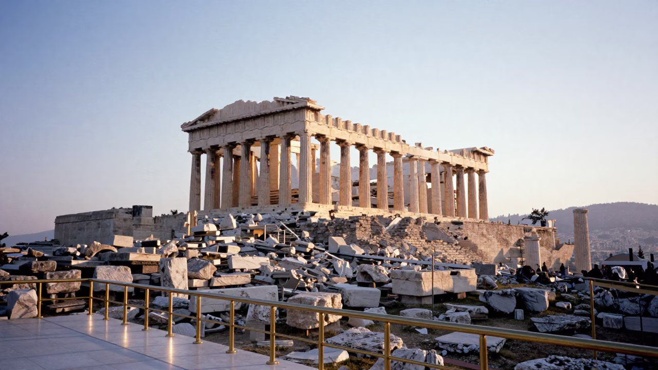 Marble Ruins just after sunrise in Athens in in Athens, Greece