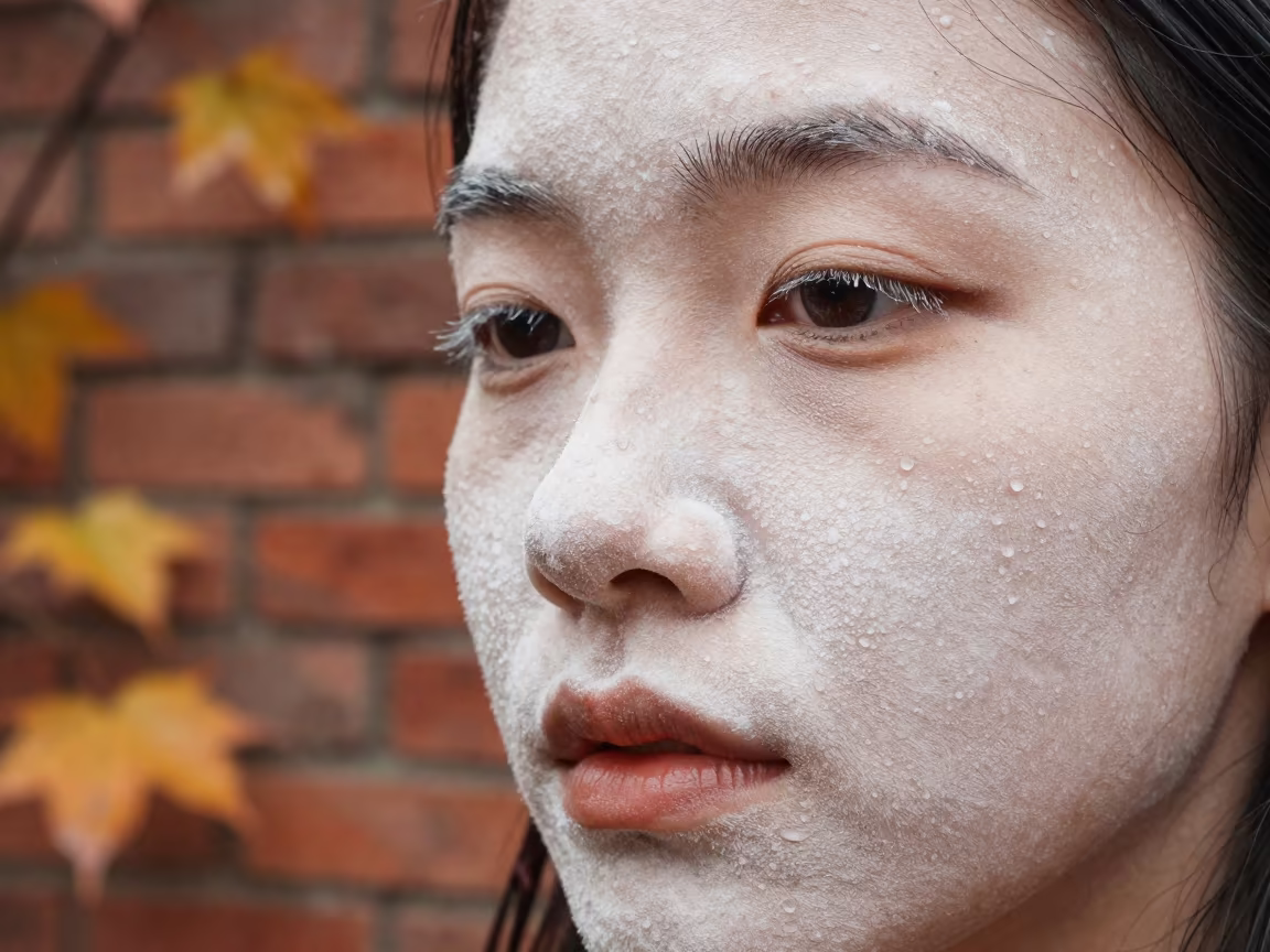 Marble Worker Face Dusty White Powder Portrait in in the old quarter in Asuncion