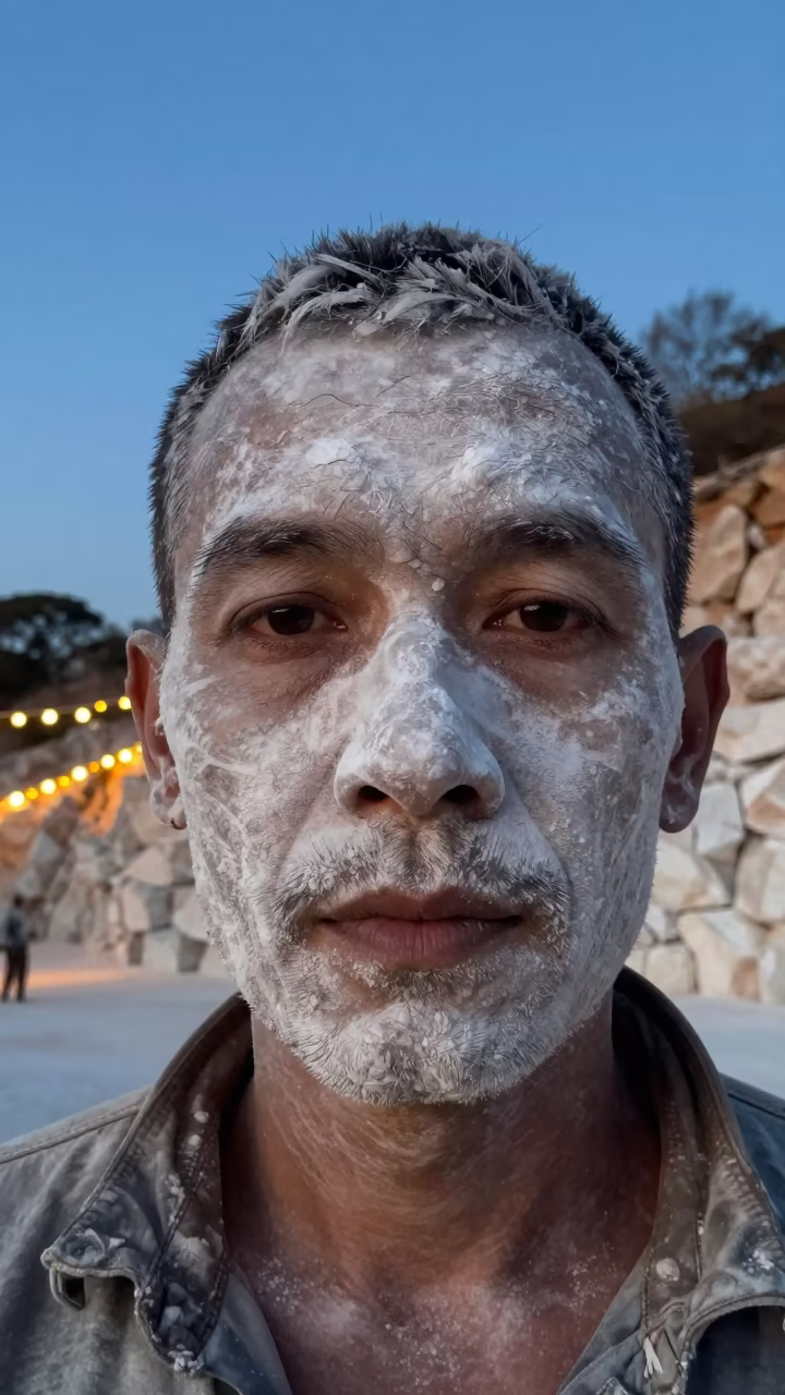 Marble Worker Face in Twilight Glow in near Maboneng, Johannesburg