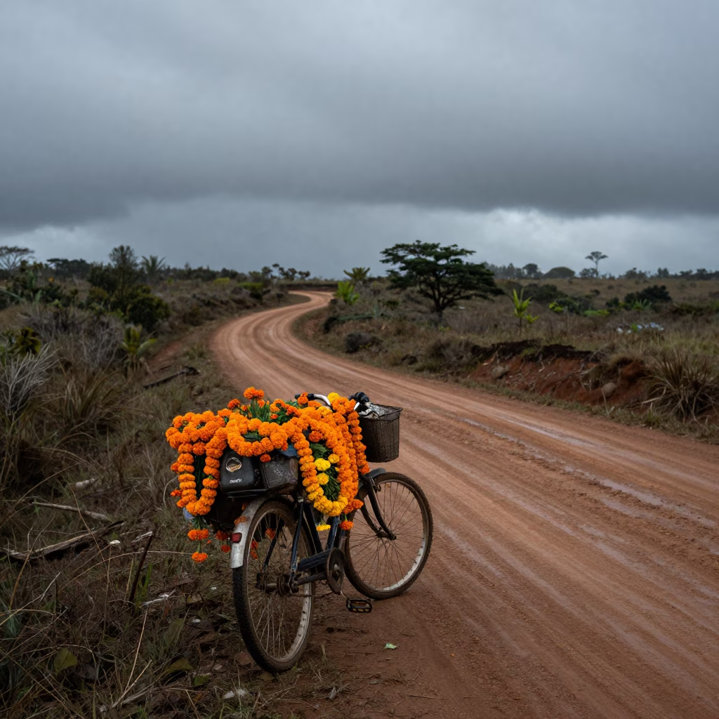Marigold Bicycle on Paraguay Switchback Sunrise in along a switchback approach in Paraguay