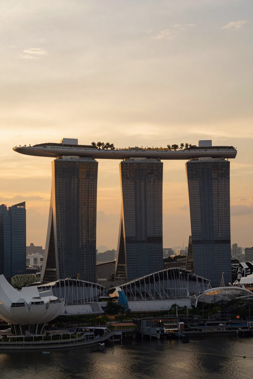 Marina Bay Sands And Urban Skyline From Gardens in Singapore in in Singapore, Singapore