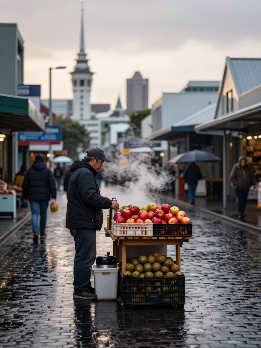 Market Activity at First Light in Auckland in in Auckland, New Zealand