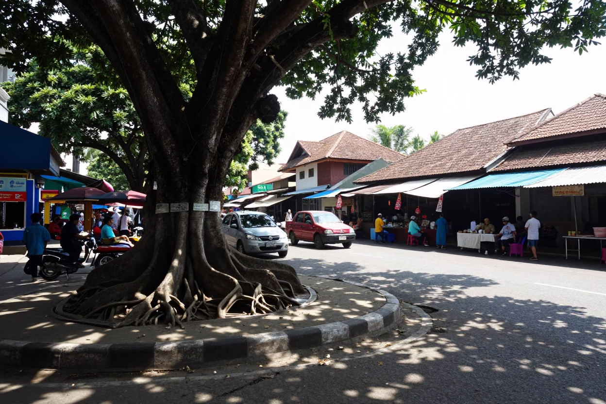 Market Activity at The Flat Glare Of Noon Light in Yogyakarta in in Yogyakarta, Indonesia