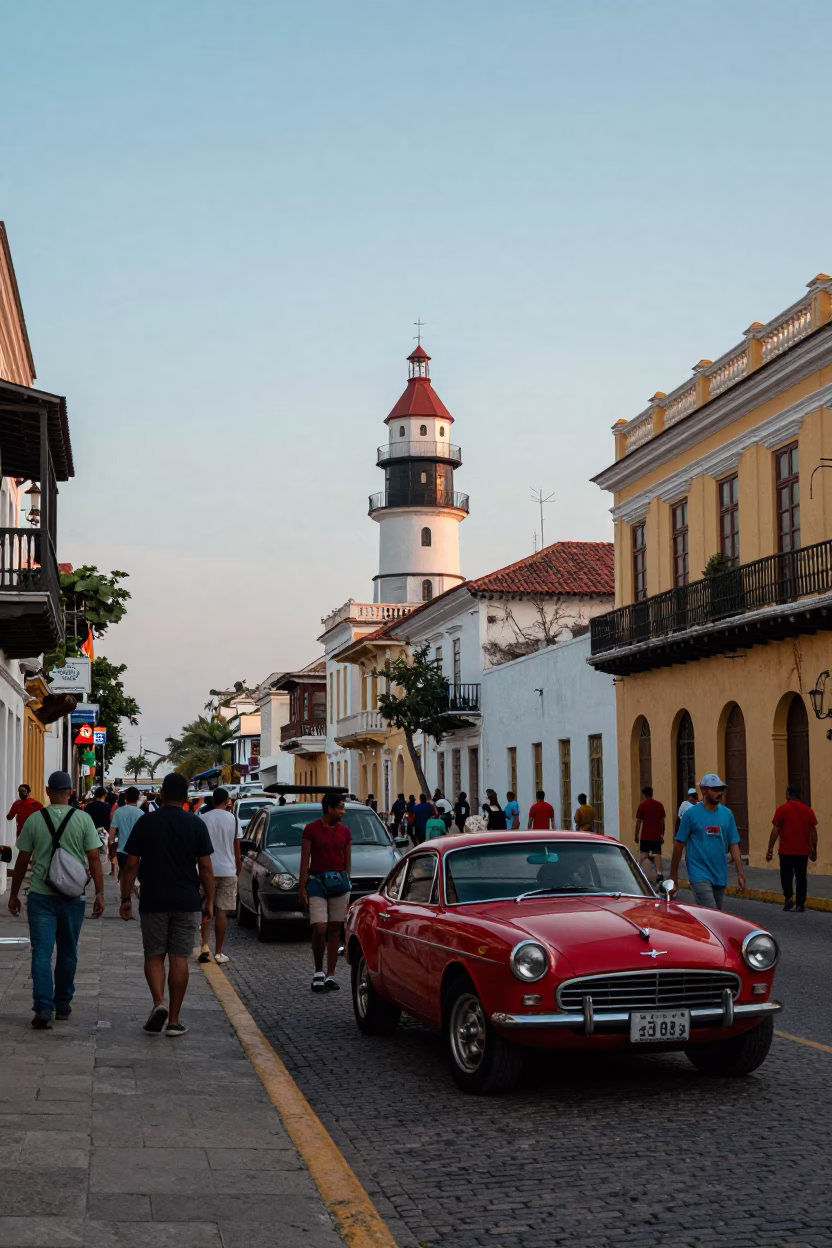 Market Activity in Cartagena at Nautical Dawn Light in in Cartagena, Colombia
