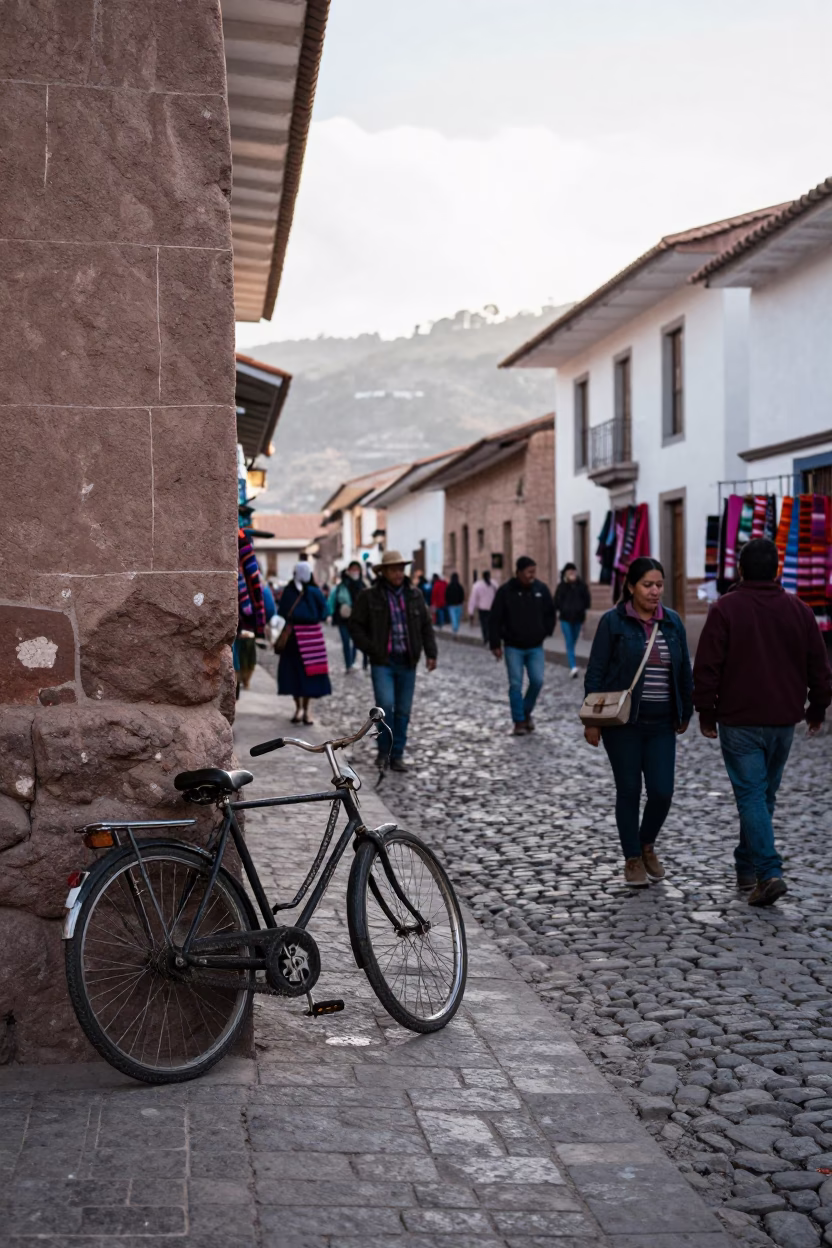 Market Activity in Cusco at The Late Morning Light in in Cusco, Peru
