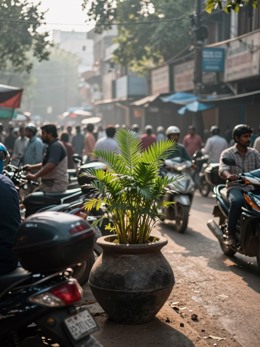 Market Activity in Delhi at The Late Morning Light in in Delhi, India
