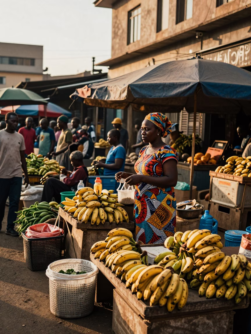 Market Activity in Nairobi at As First Light Reaches The Scene in in Nairobi, Kenya