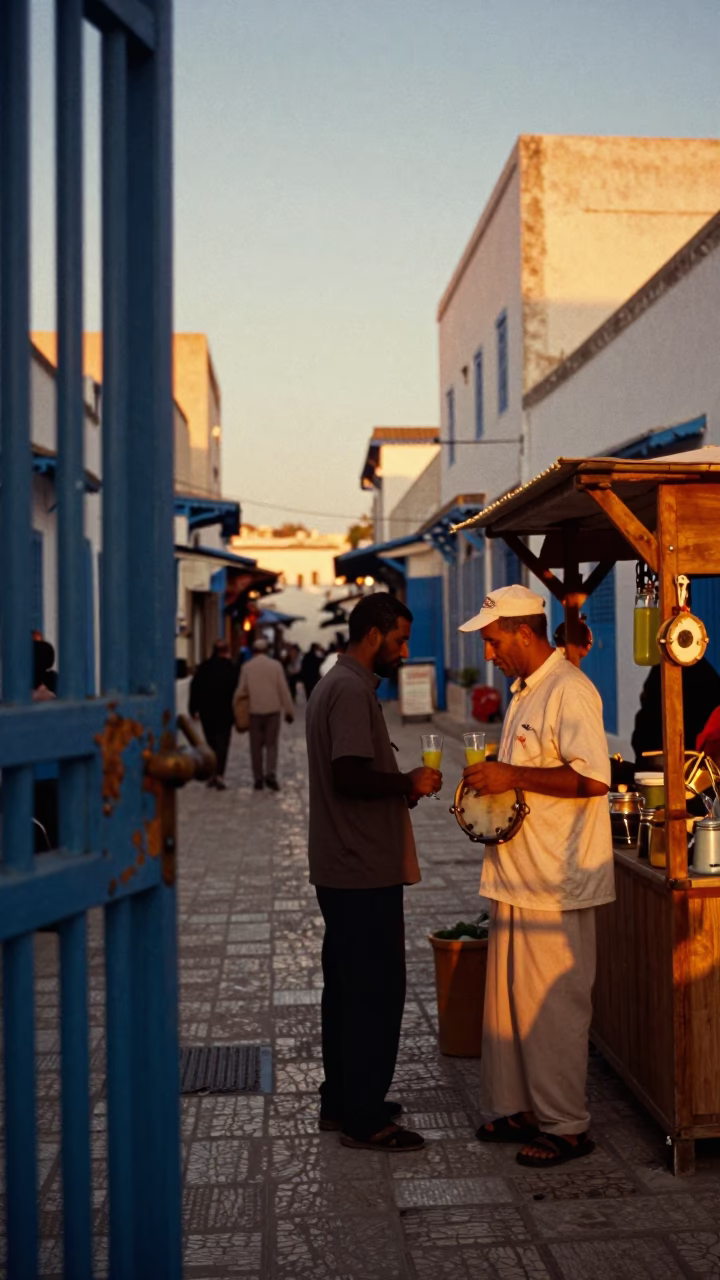 Market Activity in Tunis at Sunset Light in in Tunis, Tunisia