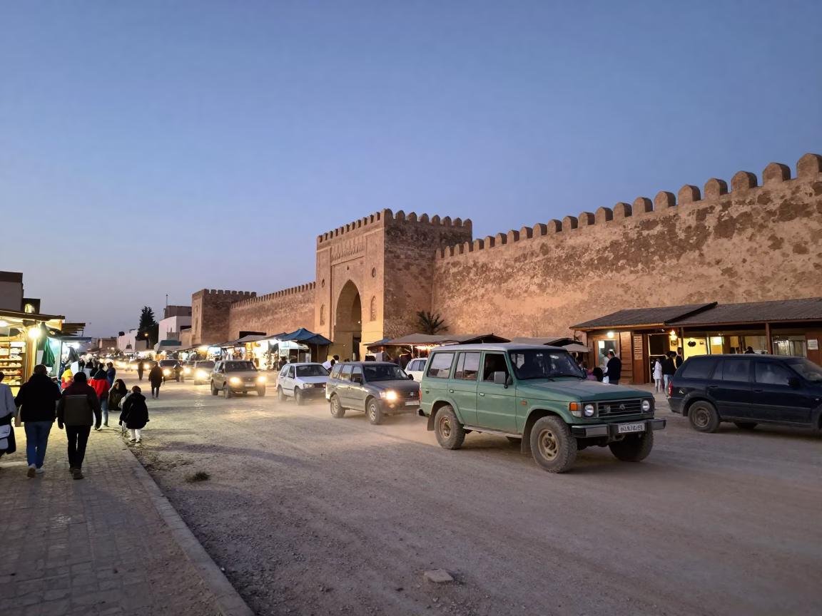 Market Activity in Tunis at Twilight in in Tunis, Tunisia