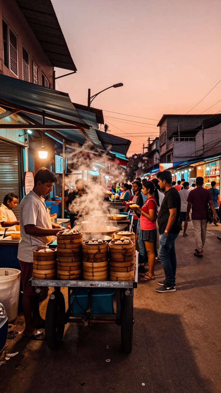 Market Atmosphere at Copper-toned Light Before Dusk in Chennai in in Chennai, India