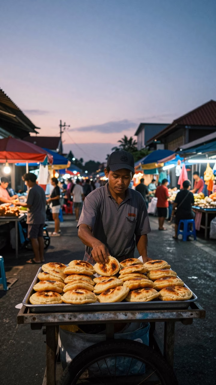Market Bali in Denpasar at The Still Hours Before Dawn Light in in Denpasar, Indonesia