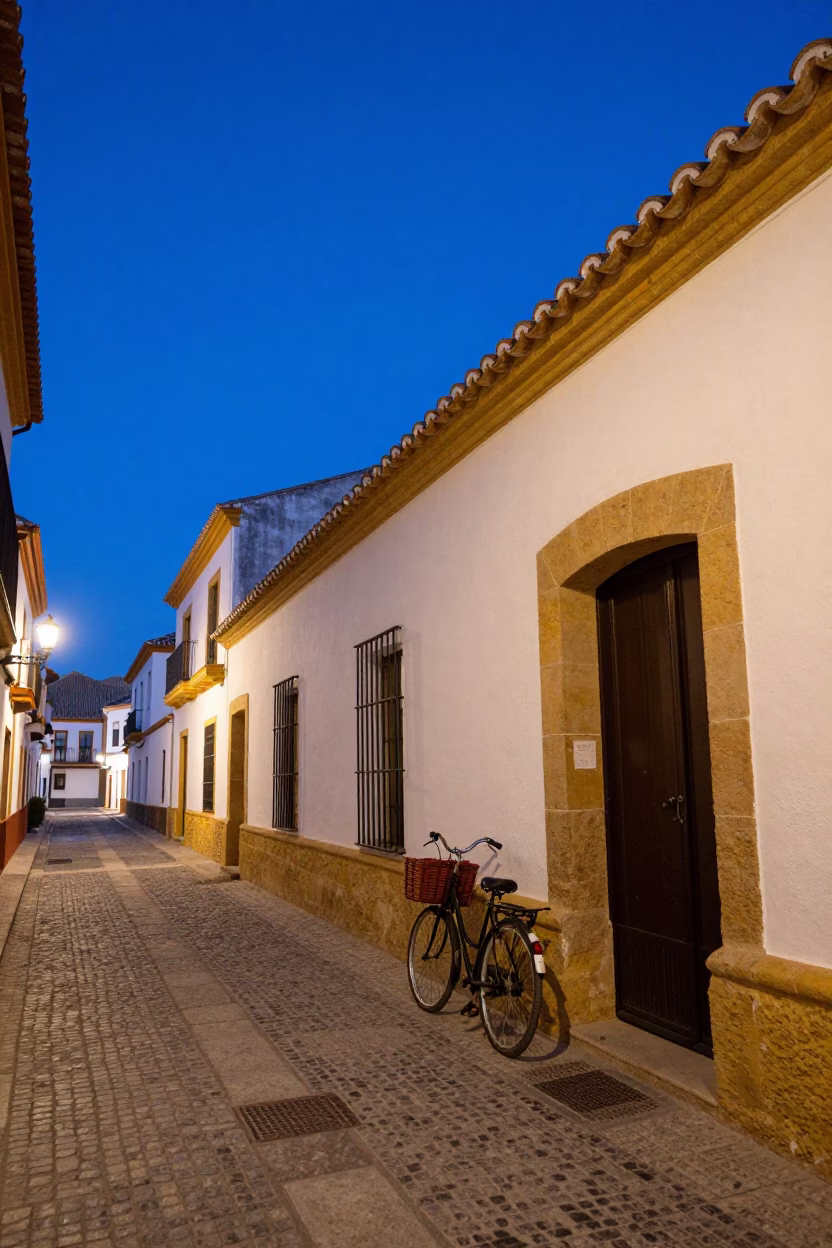Market Basket in Seville at Indigo Twilight After Sunset in in Seville, Spain