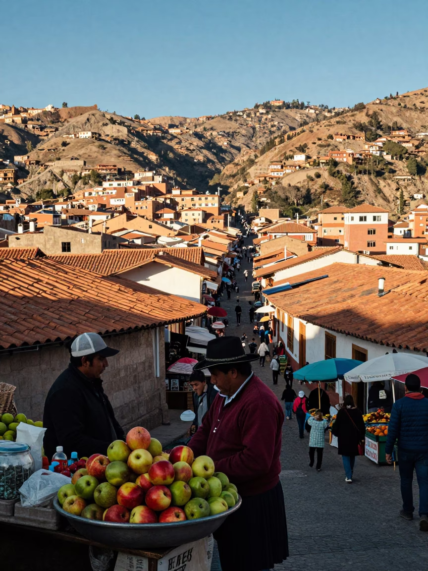 Market Details in La Paz at Clear Late-afternoon Light in in La Paz, Bolivia