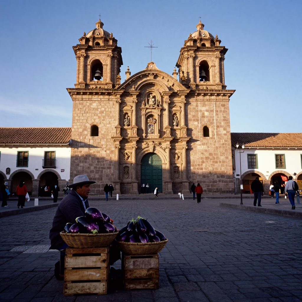 Market Life in Cusco at Clear Late-afternoon Light in in Cusco, Peru
