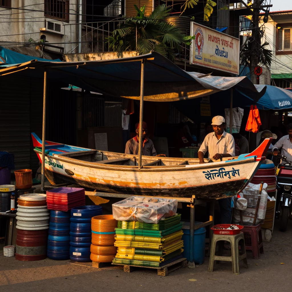 Market Life in Kolkata at Honeyed Evening Light in in Kolkata, India