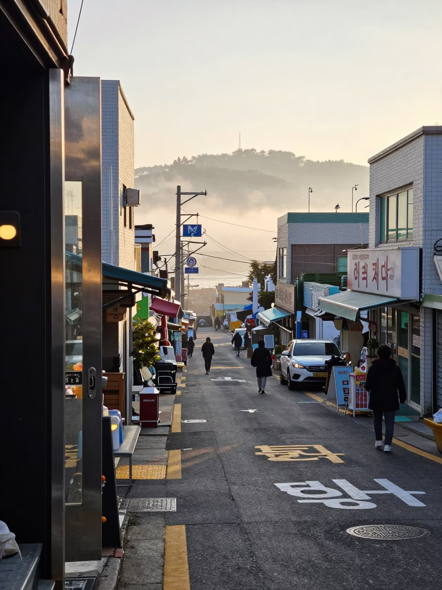 Market Morning at The Early Morning Light in Busan in in Busan, South Korea