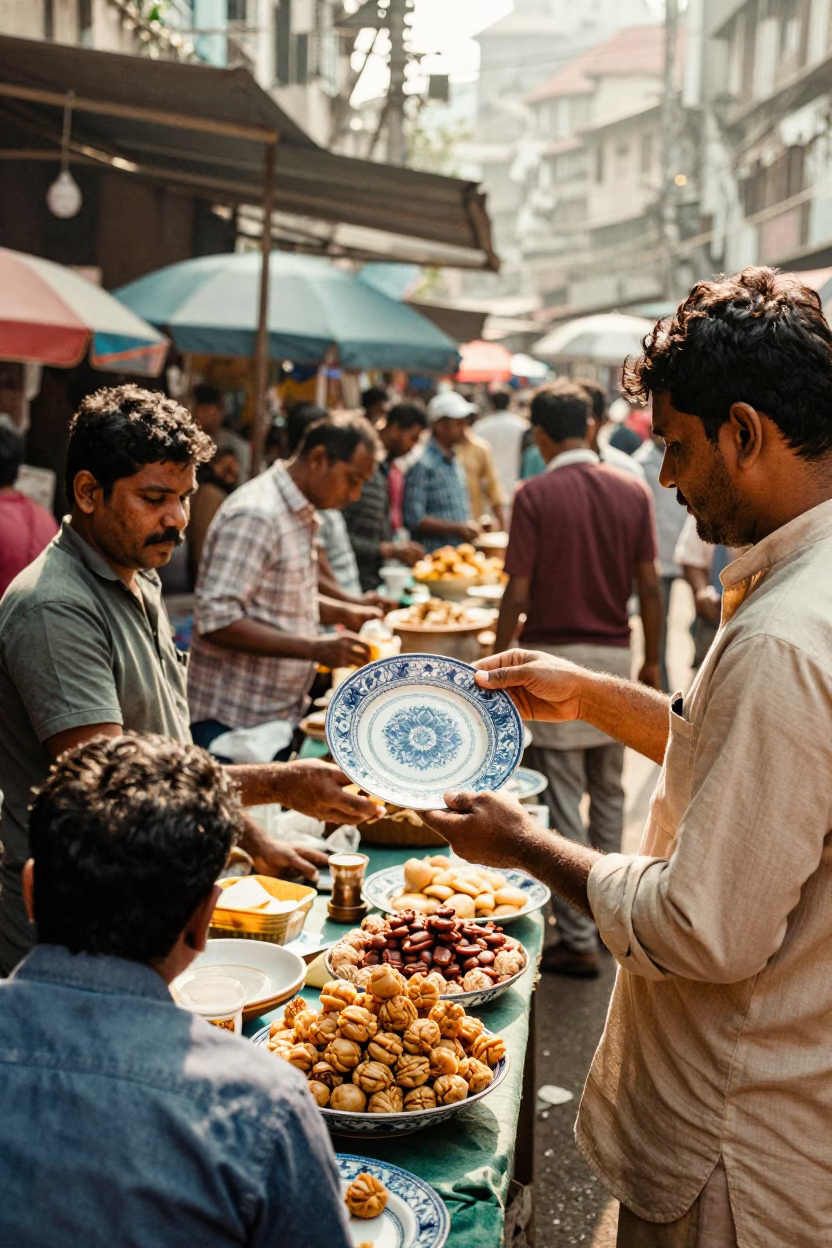 Market Morning in Kolkata at Bright Midmorning Light in in Kolkata, India