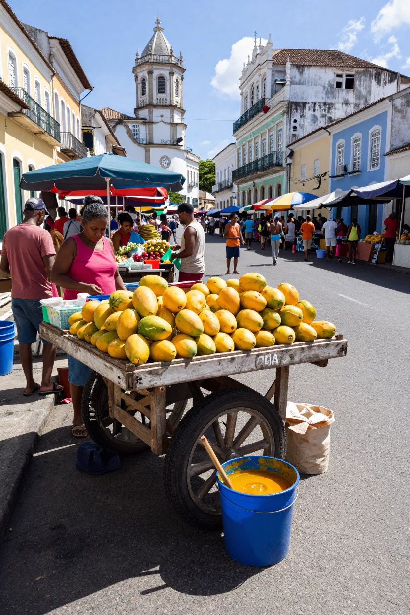 Market Morning in Salvador at Bright Midmorning Light in in Salvador, Brazil