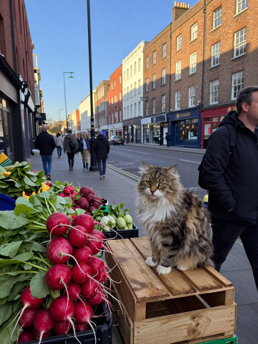 Market Radishes in Dublin at Clear Late-afternoon Light in in Dublin, Ireland