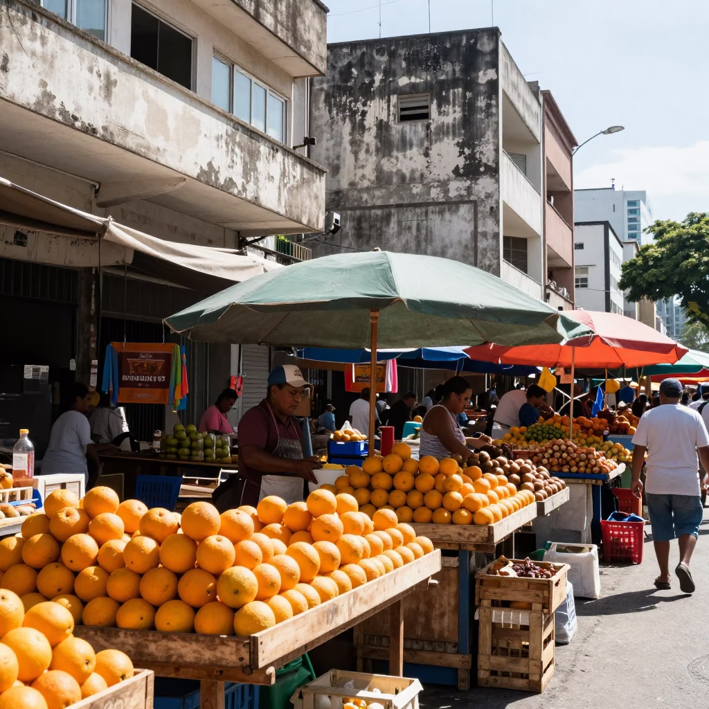 Market Scene at Bright Midmorning Light in Rio De Janeiro in in Rio de Janeiro, Brazil