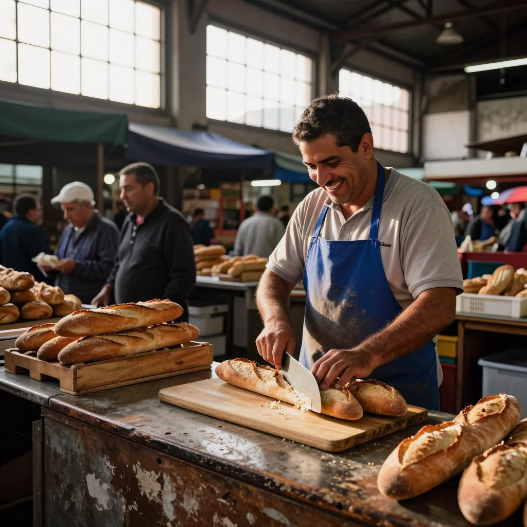 Market Scene at First Light Of Dawn in Buenos Aires in in Buenos Aires, Argentina