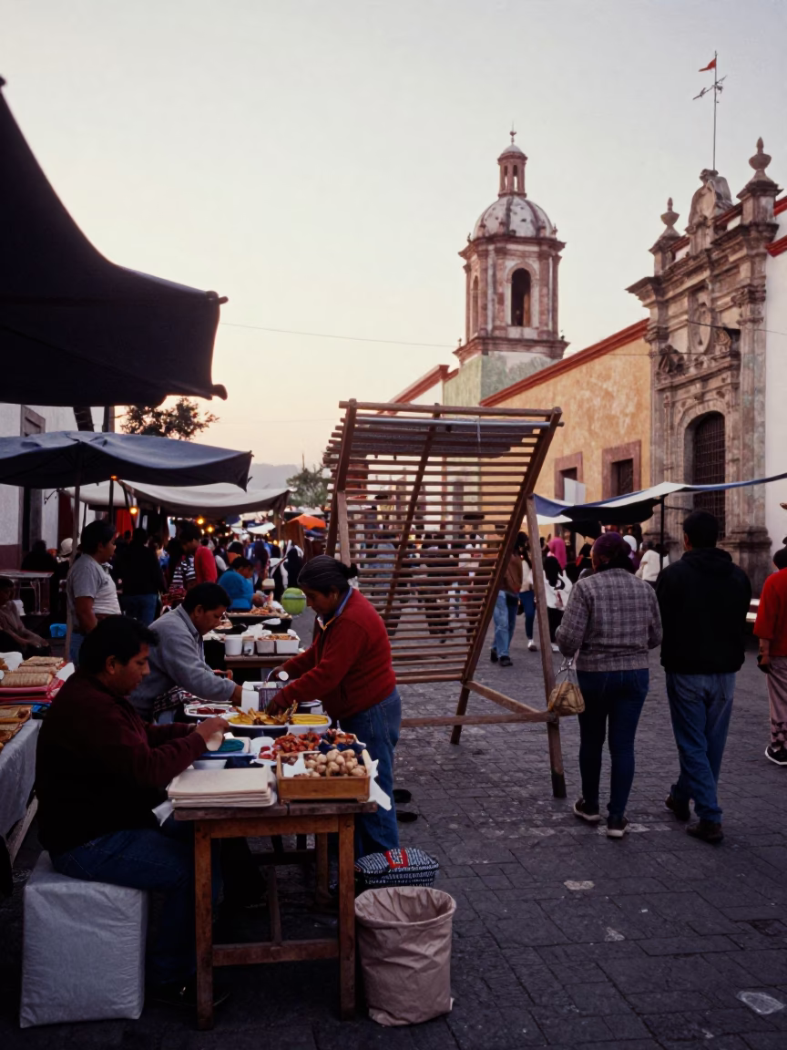 Market Scene at First Light Of Dawn in Oaxaca in in Oaxaca, Mexico
