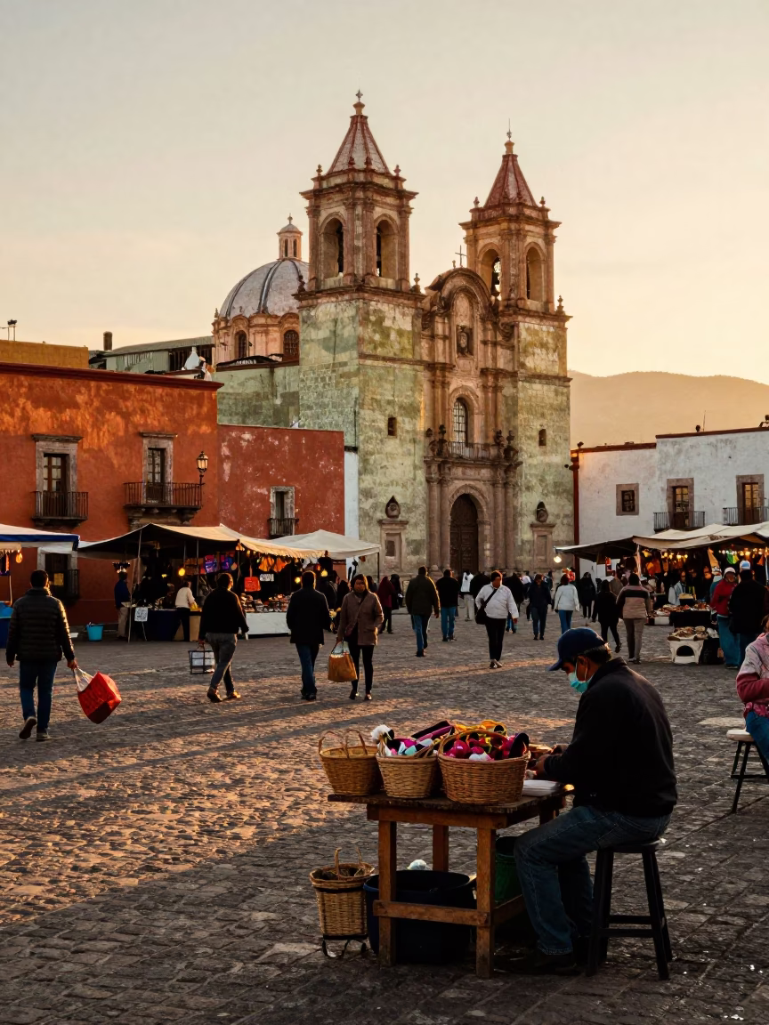 Market Scene at Golden Hour in Oaxaca in in Oaxaca, Mexico