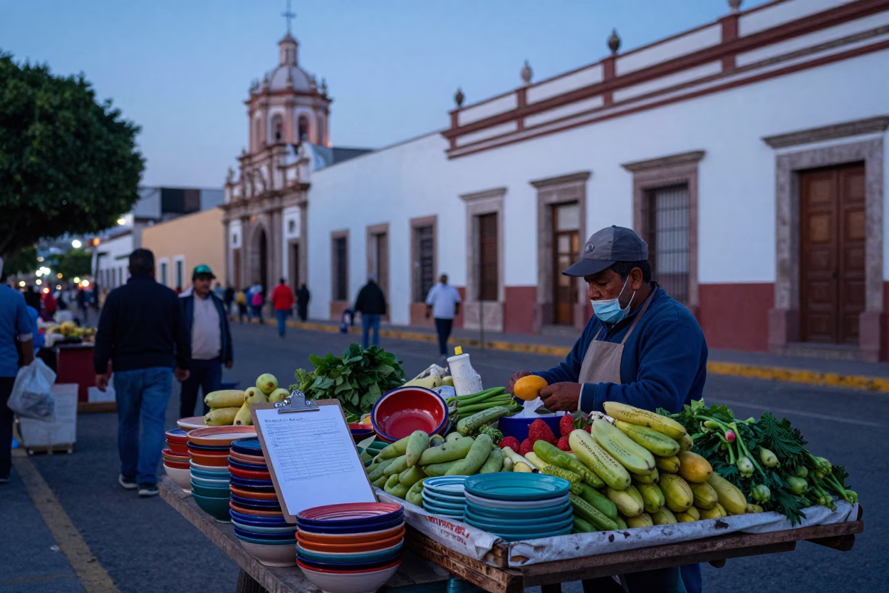 Market Scene at Nautical Dawn Light in Guadalajara in in Guadalajara, Mexico