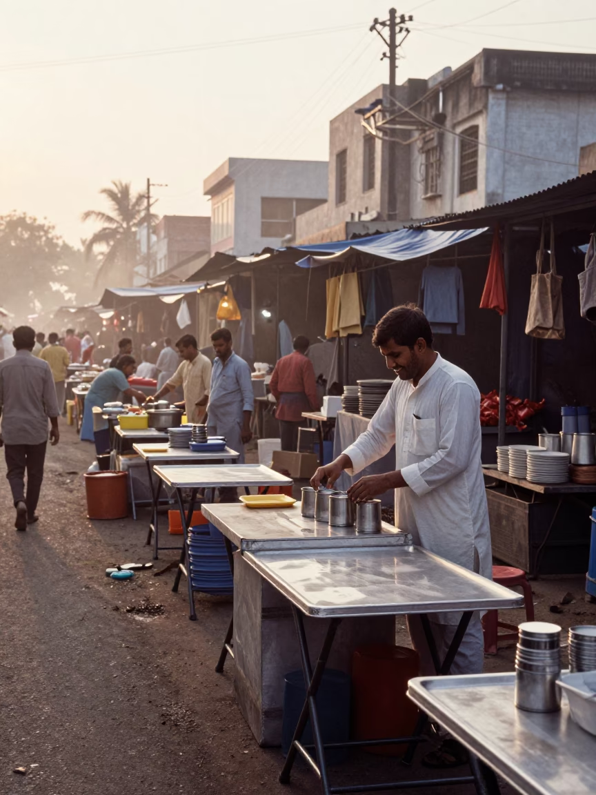 Market Scene at Nautical Dawn Light in Hyderabad in in Hyderabad, India