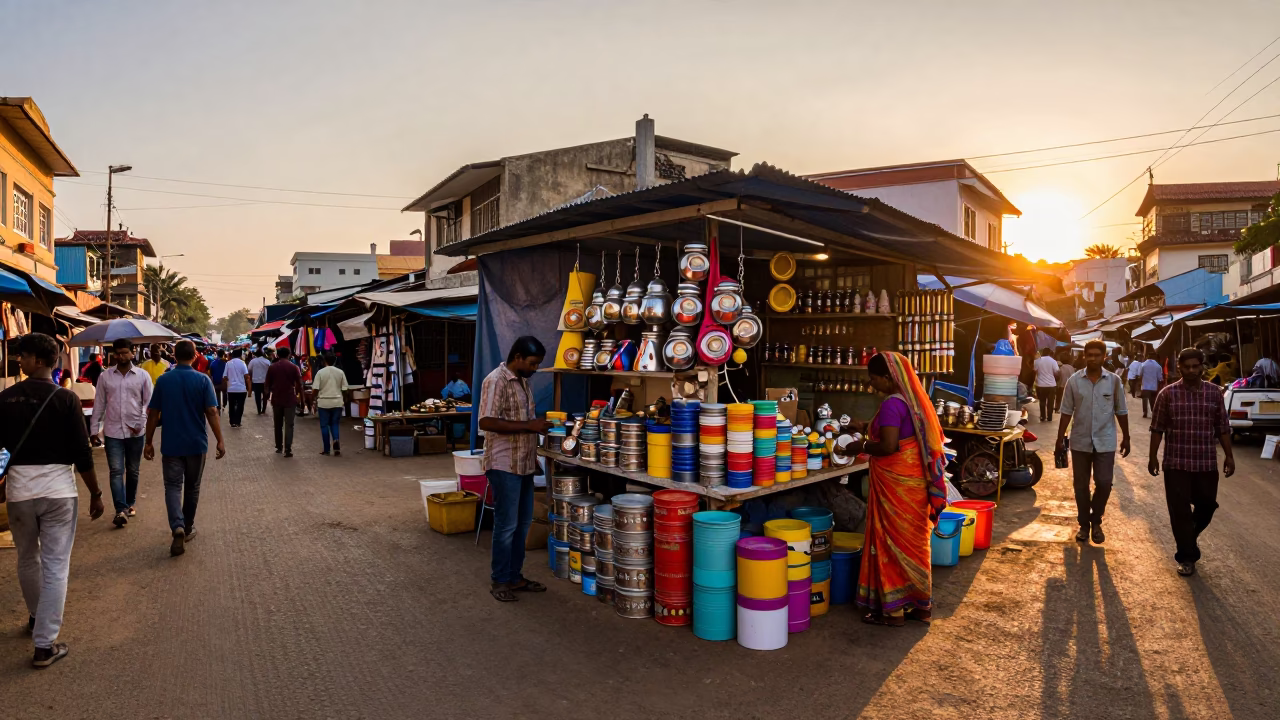Market Scene at Sunset Light in Chennai in in Chennai, India