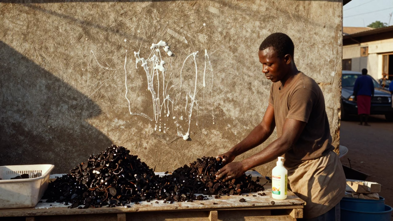 Market Scene in Accra at Clear Late-afternoon Light in in Accra, Ghana