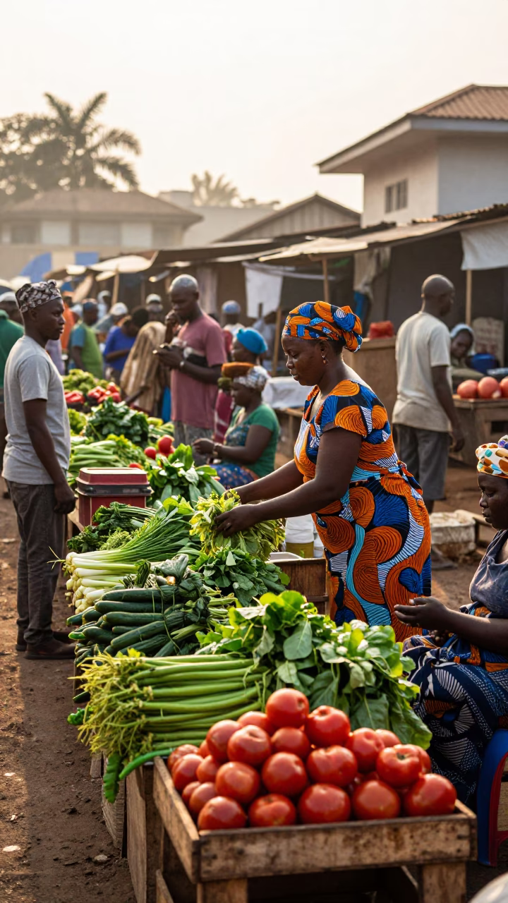 Market Scene in Accra at The Early Morning Light in in Accra, Ghana