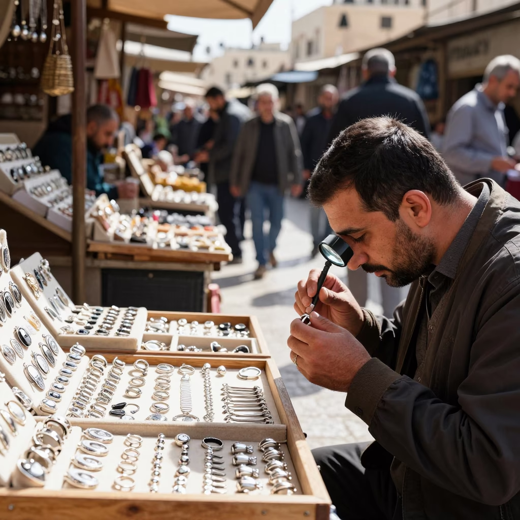 Market Scene in Amman at Bright Midmorning Light in in Amman, Jordan