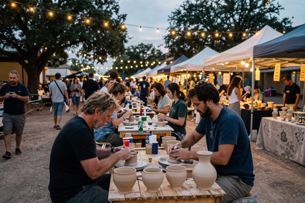 Market Scene in Austin at The Early Evening Light in in Austin, Texas, United States