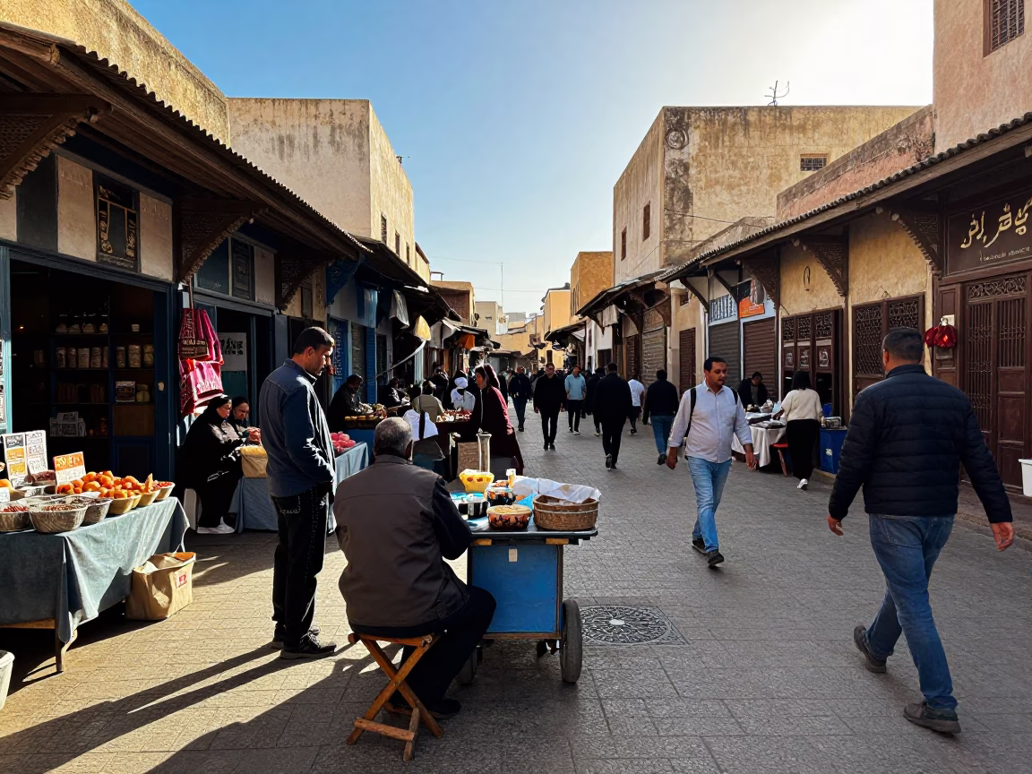 Market Scene in Casablanca at Clear Late-afternoon Light in in Casablanca, Morocco