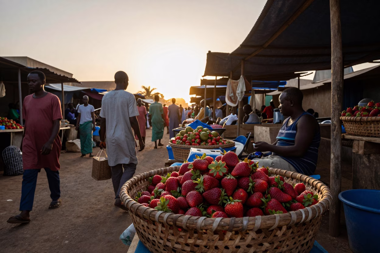 Market Scene in Dakar at First Light Of Dawn in in Dakar, Senegal
