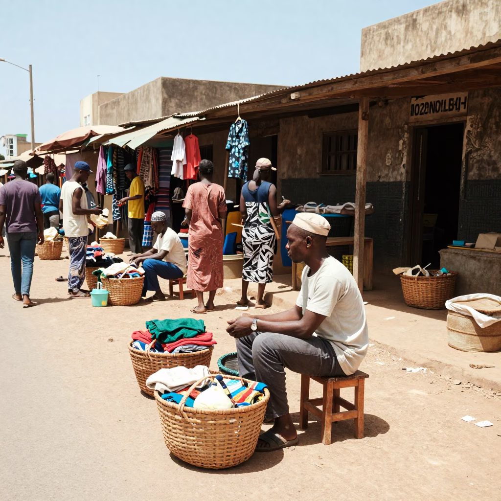 Market Scene in Dakar at Midday Light in in Dakar, Senegal
