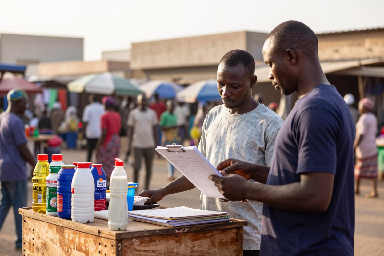 Market Scene in Dakar at The Late Morning Light in in Dakar, Senegal