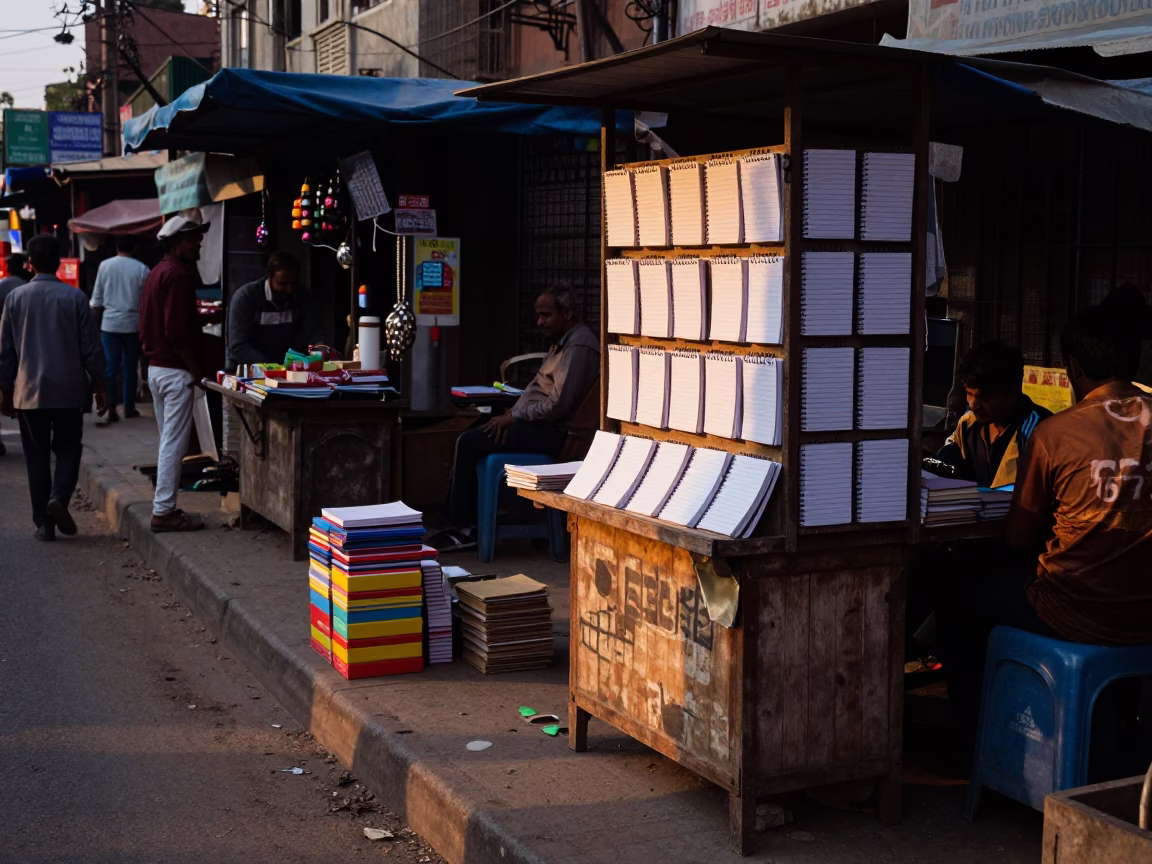 Market Scene in Delhi at The Early Evening Light in in Delhi, India