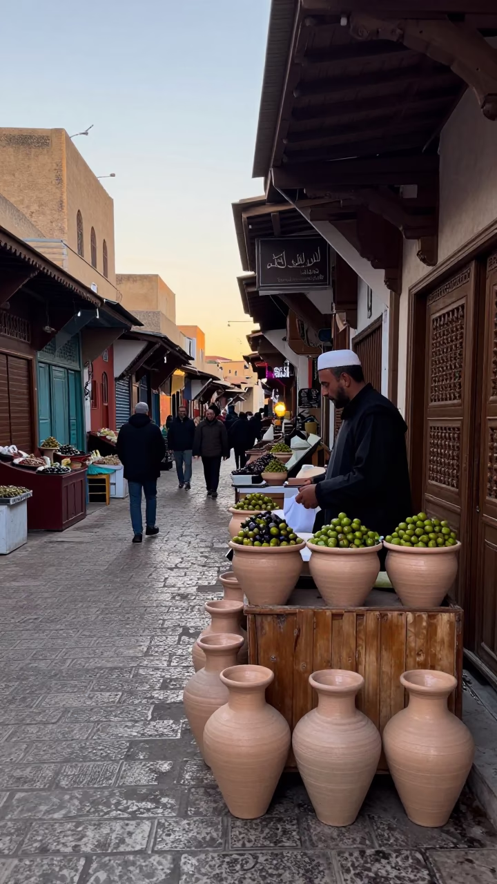 Market Scene in Fez at The Early Morning Light in in Fez, Morocco