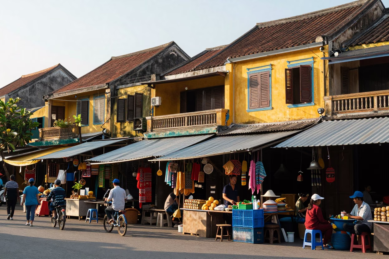 Market Scene in Hoi An at The Late Morning Light in in Hoi An, Vietnam