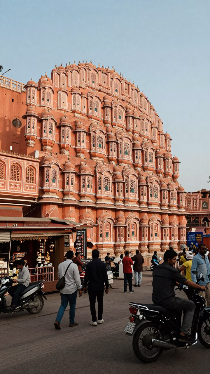 Market Scene in Jaipur at Clear Late-afternoon Light in in Jaipur, India