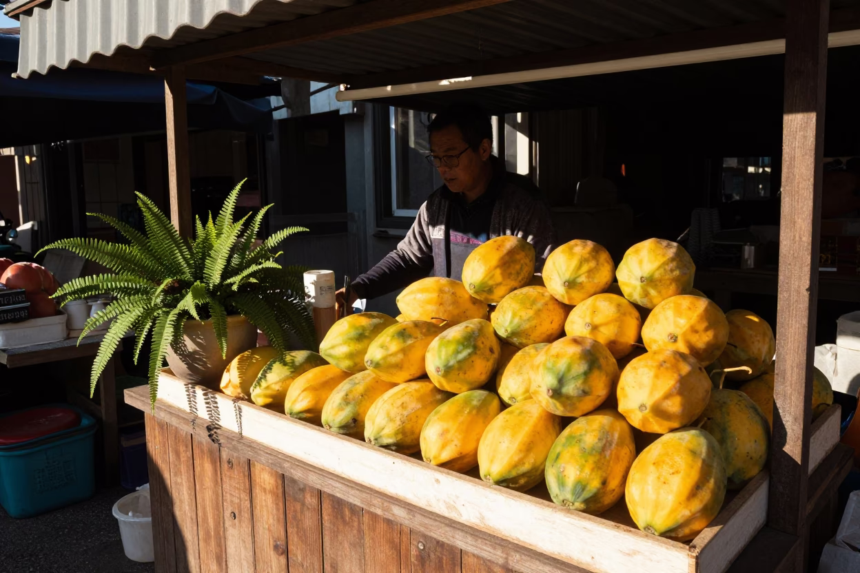 Market Scene in Kaohsiung at The Early Afternoon Light in in Kaohsiung, Taiwan