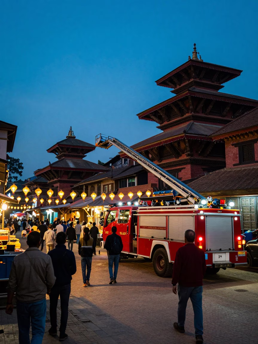 Market Scene in Kathmandu at Blue Hour in in Kathmandu, Nepal
