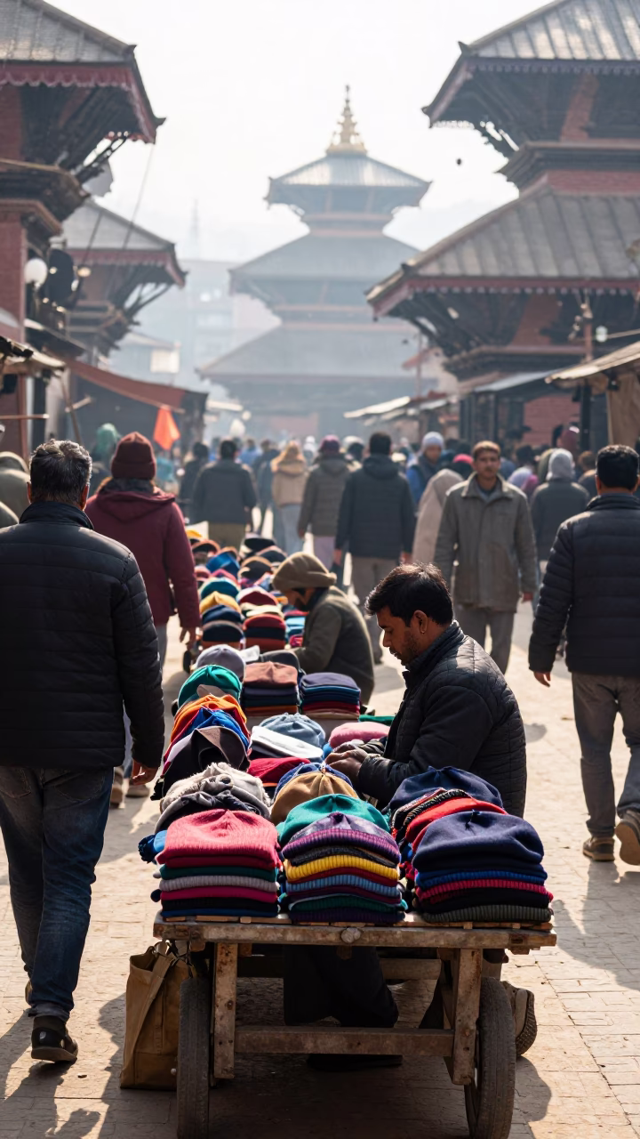 Market Scene in Kathmandu at Noon Light in in Kathmandu, Nepal