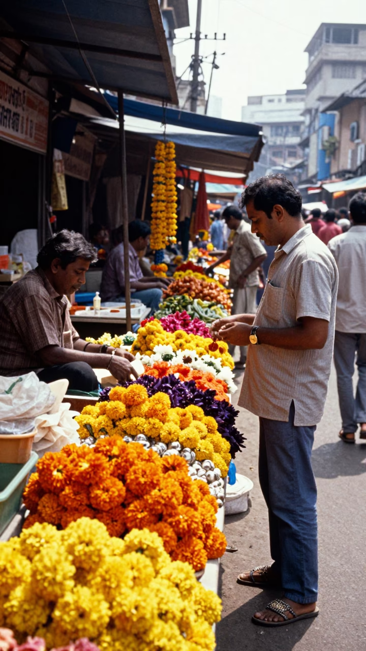 Market Scene in Kolkata at Bright Midmorning Light in in Kolkata, India