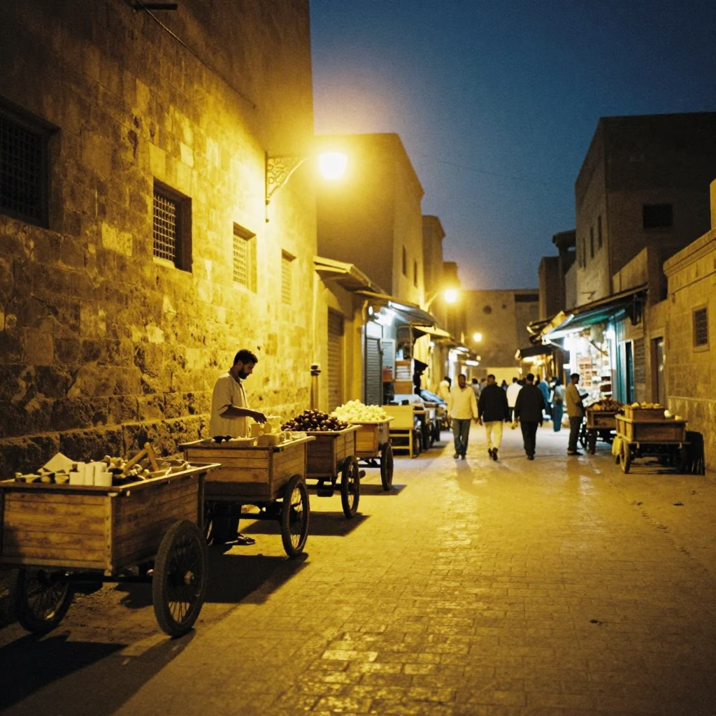 Market Scene in Luxor at Midnight Light in in Luxor, Egypt