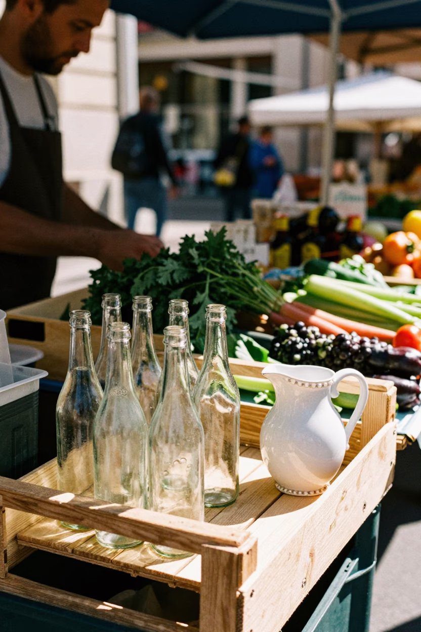 Market Scene in Lyon at Bright Midmorning Light in in Lyon, France
